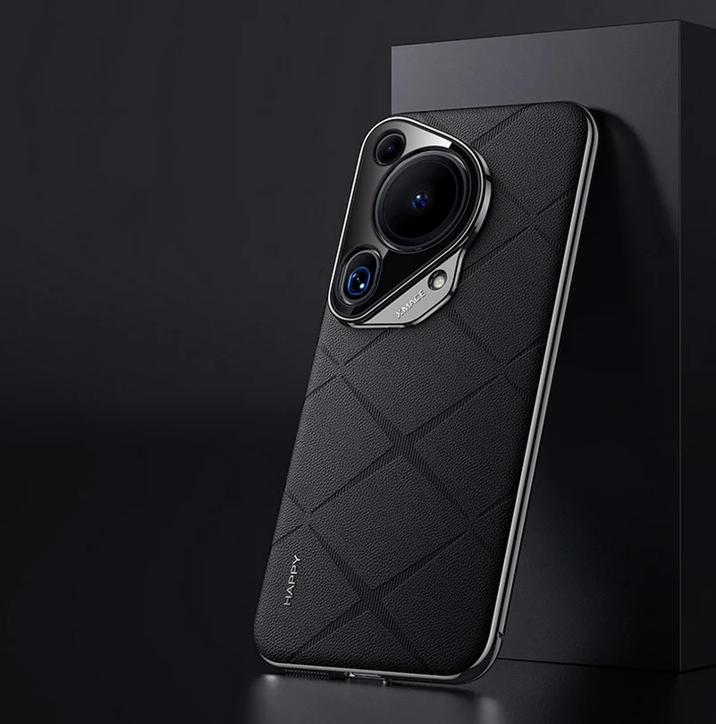 Luxury Leather Case with Camera Lens Protection - Hard Slim Textured Cover