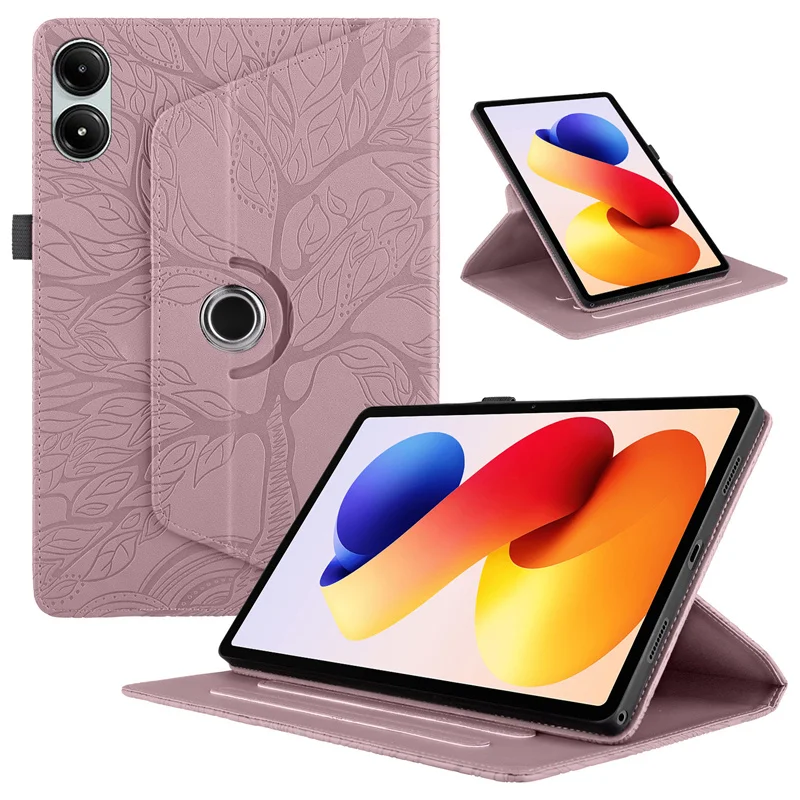 Embossed Tree Wallet Flip Folio with 360-Degree Rotating Capability