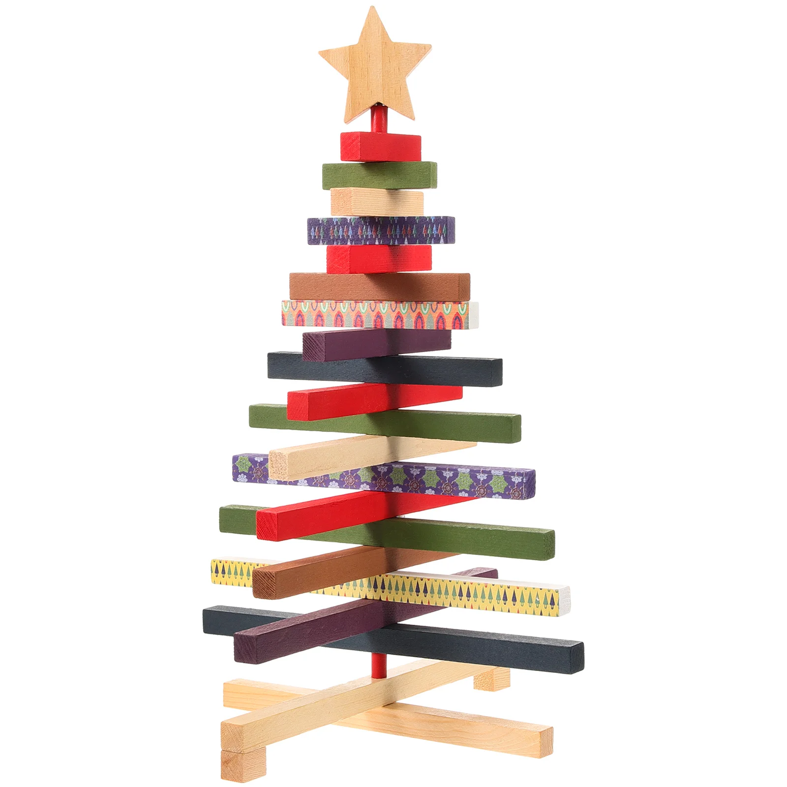 

Wooden Christmas Tree Model Rotating Desktop Xmas Tree Ornament Festival Decoration