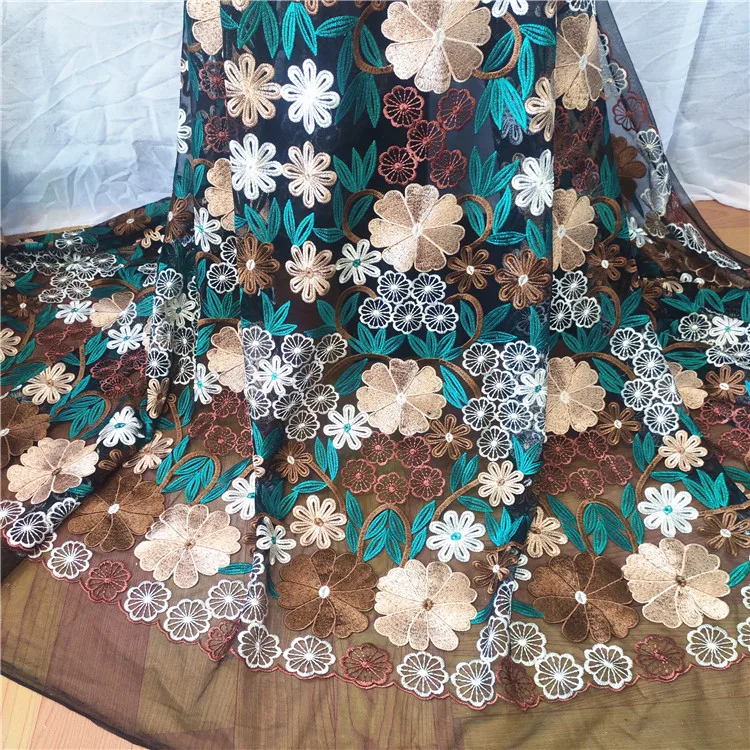 

Черная сетчатая кружевная ткань с мультяшным узором и вышивкой, материал для детского платья с мультяшной вышивкой, Швейные аксессуары