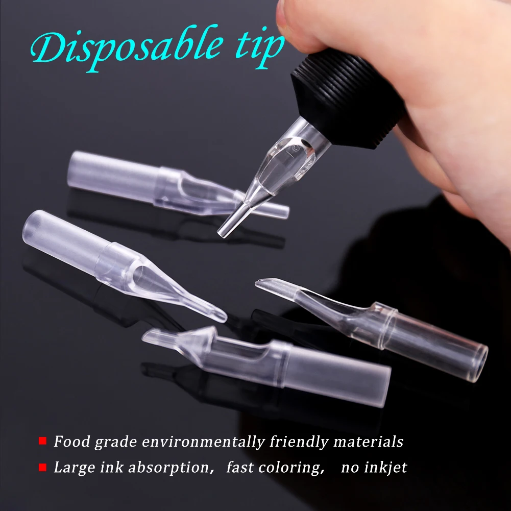 50Pcs/box Disposable 3/5/7/9/11/14/18DT/RT Transparent Tattoo Needle Plastic Tips Kit Tattoo Machine Sterile Nozzle Tatto Supply