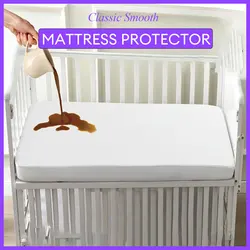 Waterproof Anti-Mite Crib Mattress Protector - Washable and Smooth Bed Cover - 71x132x20cm