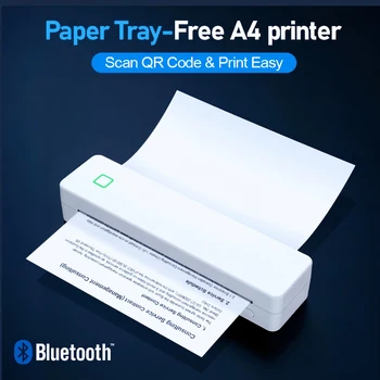 Stampante Termica Portatile A4 per Uso Ufficio, Compatibile con Sistemi Android/Mac/iOS/Windows, Connessione Bluetooth per Laptop