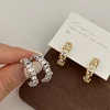 Boucles d'oreilles Vintage CC Design pour femmes, mode coréenne, croix X, Zircon, bijoux de fiançailles, cadeaux, vente en gros