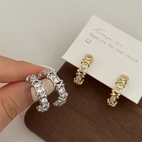 Vintage CC Design Stud Earrings for Women Korean Fashion X Cross Zircon Earring Engagement Jewelry Gifts Wholesale - Image 4