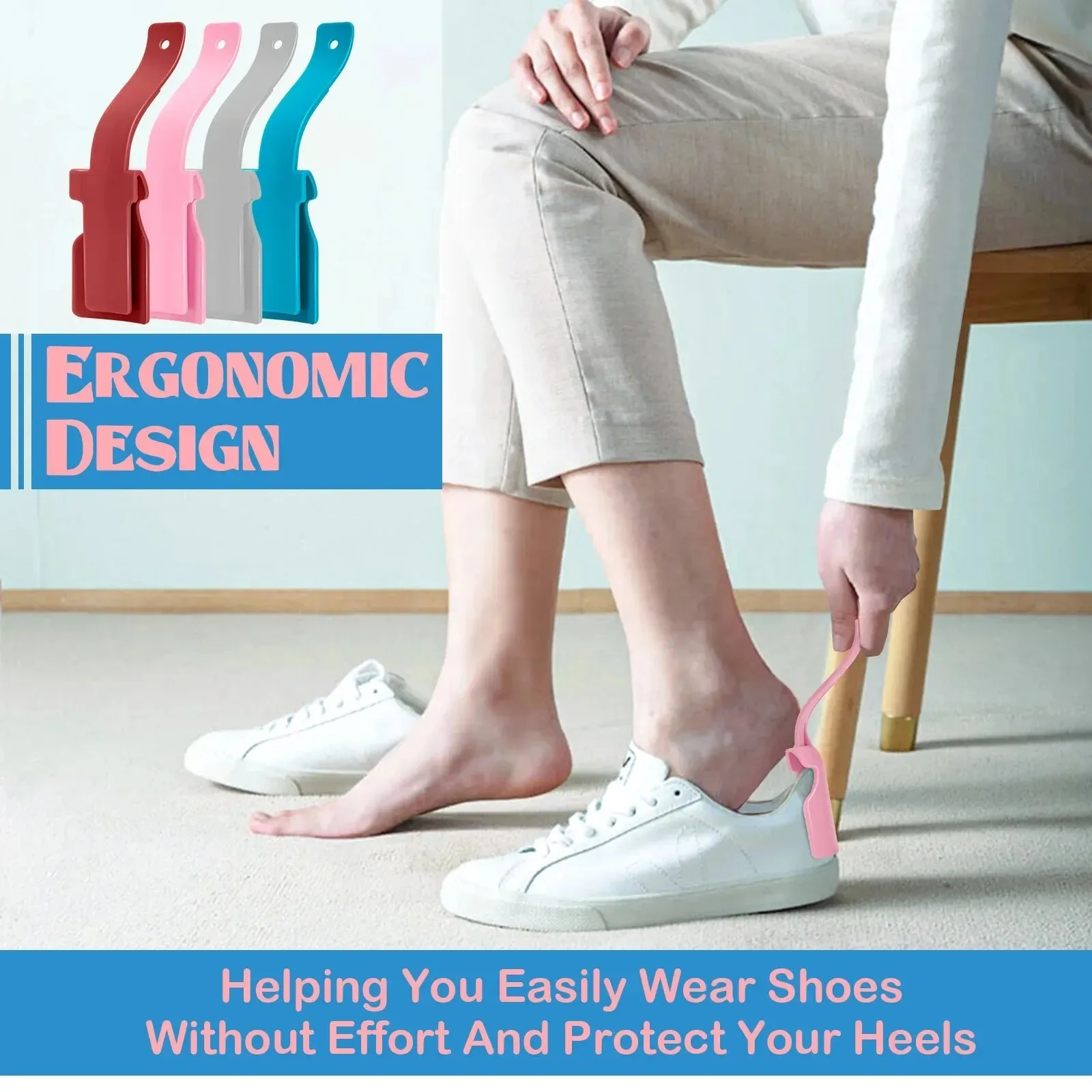 전문가용 플라스틱 구둣주걱, 편리한 신발 착용 도구, 고품질 미끄럼 방지 구둣주걱, 노인용 신발 액세서리