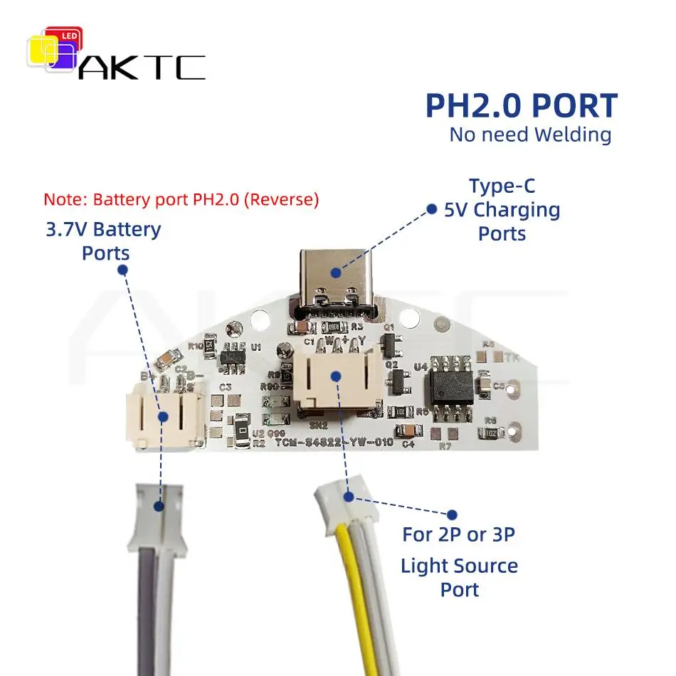 Type-C LED Charging Touch Single/Dual Color Dimming Control Board 5Pcs Welding-Free PH2.0 Ports For DC 3.7V 5V Strip Lamp Plate smart light switch,led strip controller,led dimmer switch,led dimmer controller,smart dimmer switch,lamp dimmer,led strip switch,led string dimmer