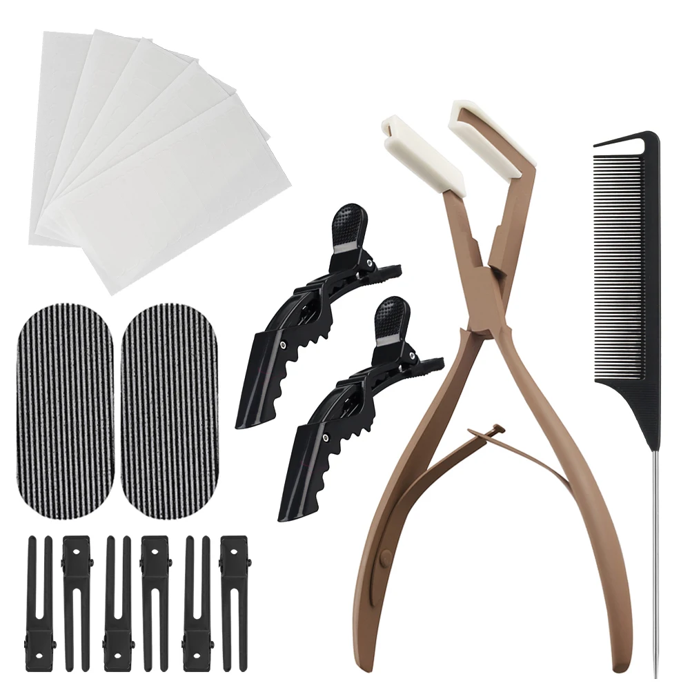 

Tape in Hair Extension Tool Kit Sealing Hair Pliers Tail Hair Comb 60 Taps Replacement Adhesive Tape Hair Styling Extension Tool
