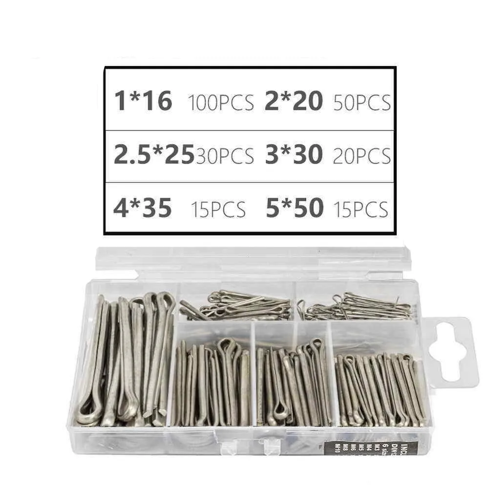 

230pcs 304 Stainless Steel Cotter Pin Assortment Set Value Kit Furniture Fittings Frame Fixer Adviser Home Accessories