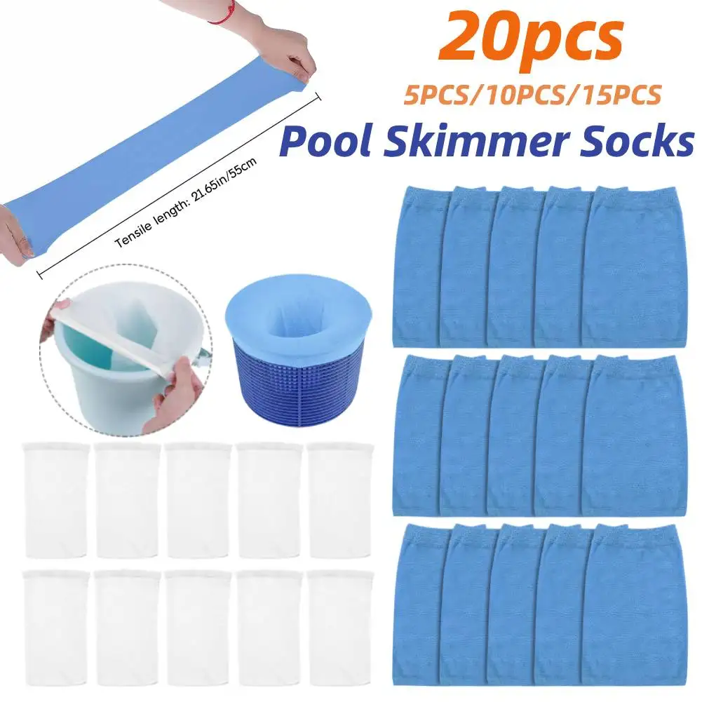 Filter Storage Pool Skimmer Socks Swimming Pool Filter Storage Socks Elastic Nylon for Baskets Skimmers Ground 5/10/20pcs