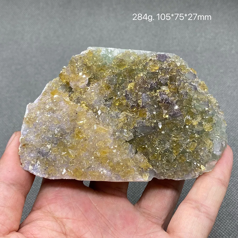 100% natural yellow Barite and green fluorite intergrowth crystal raw stone ore sample origin Fujian Province, China
