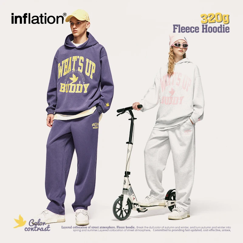 Unisex INFLATION Vintage Straight Leg Sweatpant Casual Loose Fit Track Pant