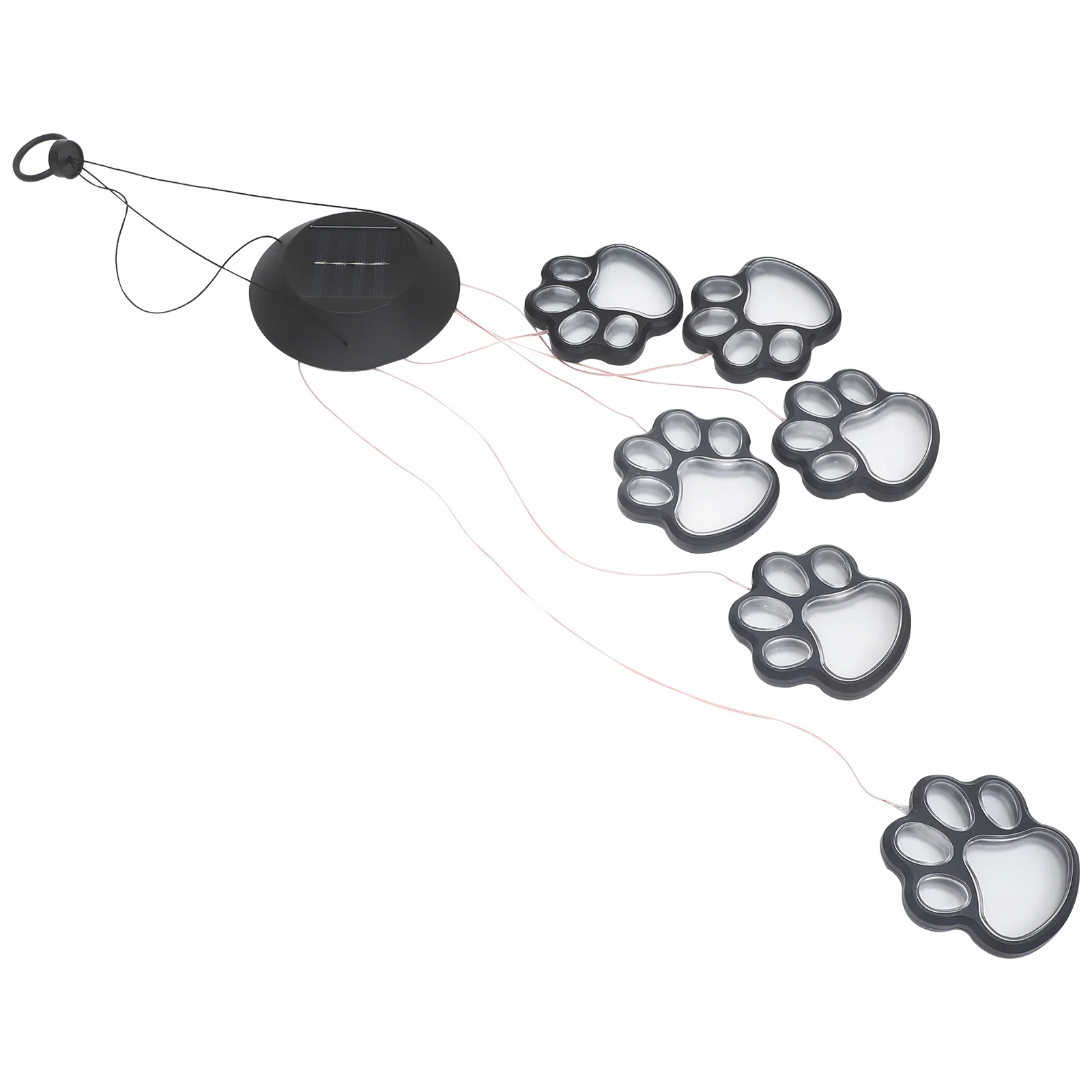 

Wind Chimes Outdoor Pendant Decorative Hanging Lamp Metal Solar Windchime Paw Print Paws Luminous