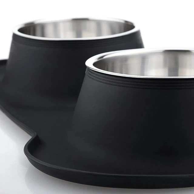 Antislip Double Dog Bowl With Silicone Mat Durable Stainless Steel Water Food Feeder Pet Feeding Drinking Bowls for Dogs Cats 5