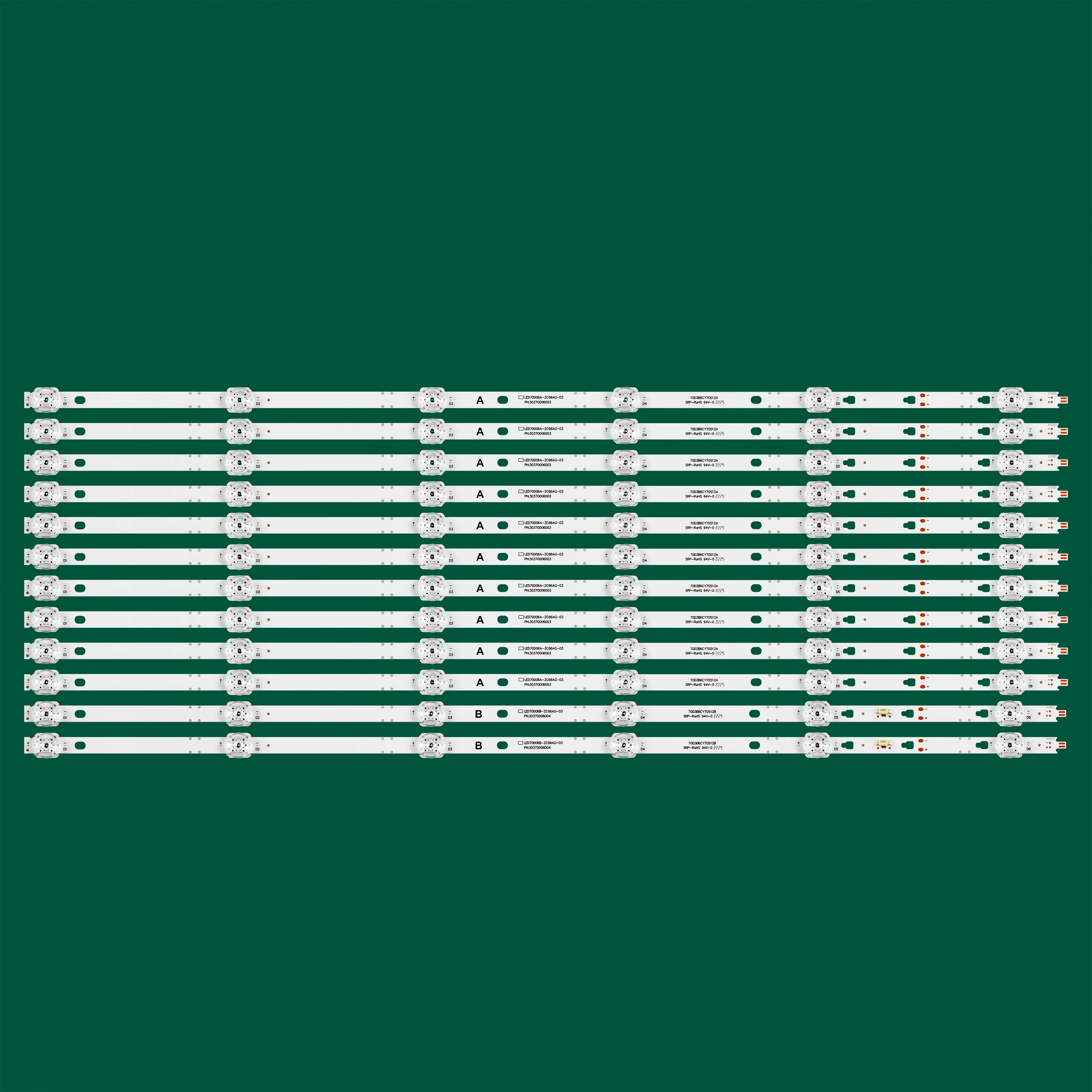 Tira de Retroiluminação Led para Onn 100012588 100068378 30370006005 30370006006 Led70d06a-zc66ag07 10 Led70d06b-zc66ag-07 10 03 12 Pcs