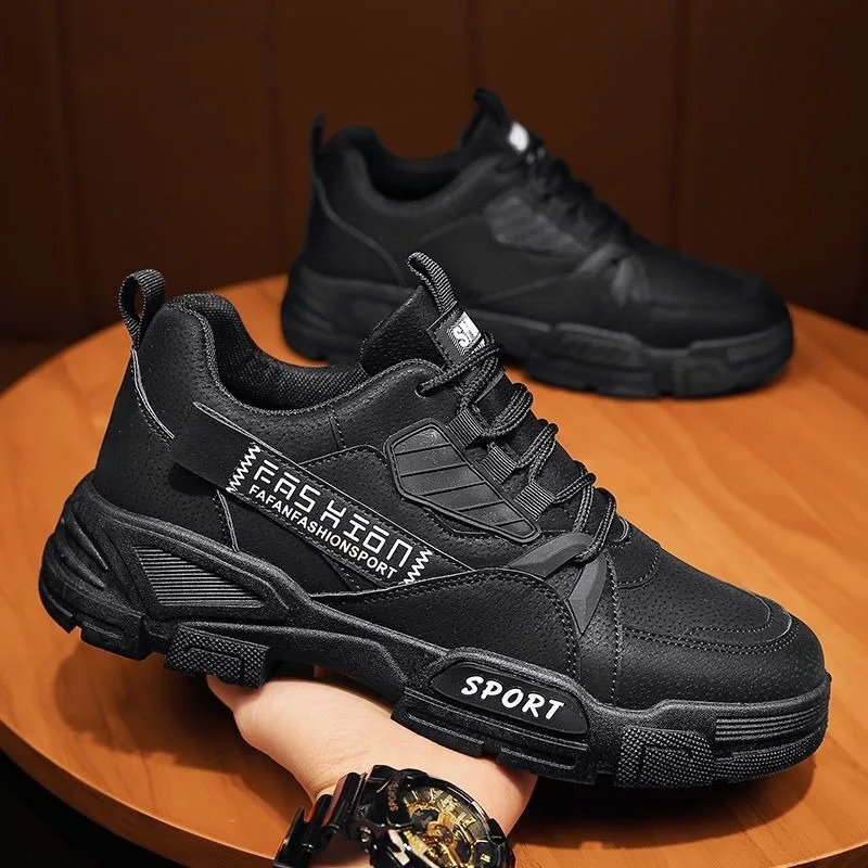 2024New Men Sneakers Light PU Leather Casual Shoe Non-slip Platform Vulcanized Shoes for Men Safety Work Shoes Zapatillas Hombre