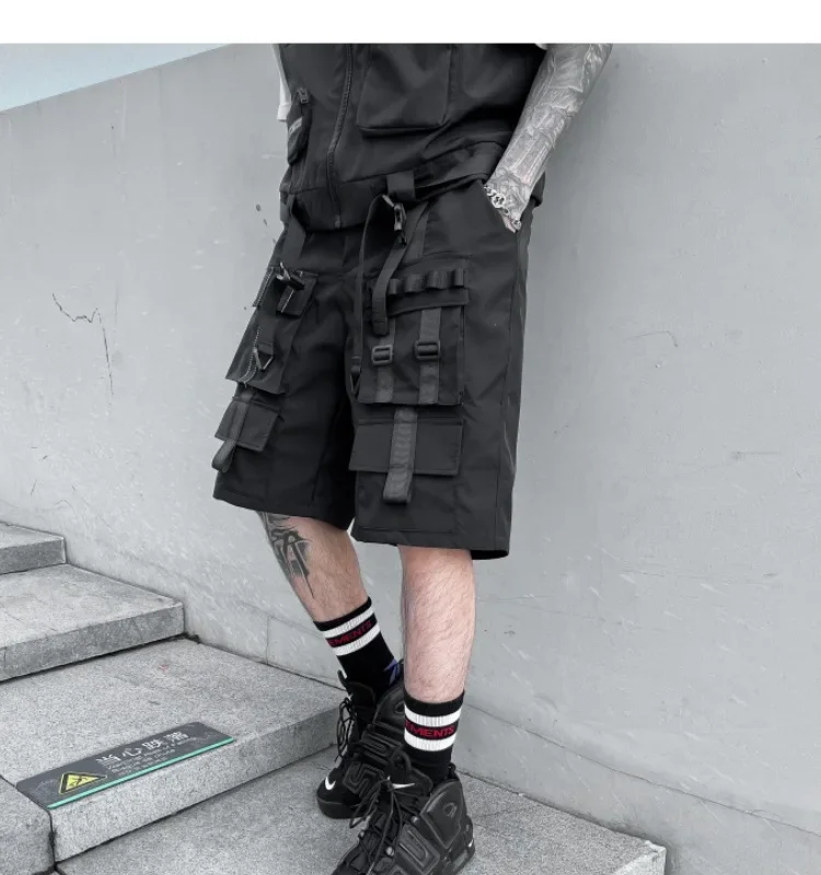 Description Picture 6 of itemSummer Shorts Functional Multi-Pocket Overalls Tactical Military High Street Cargo Pants Men'S Clothing Harajuku Safari Japanese