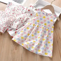 1-7 Years Old Girls Dress Summer Floral Pattern Children'S Skirt Cotton Sundress Cute Comfortable Baby Beach Wear Kids Clothes