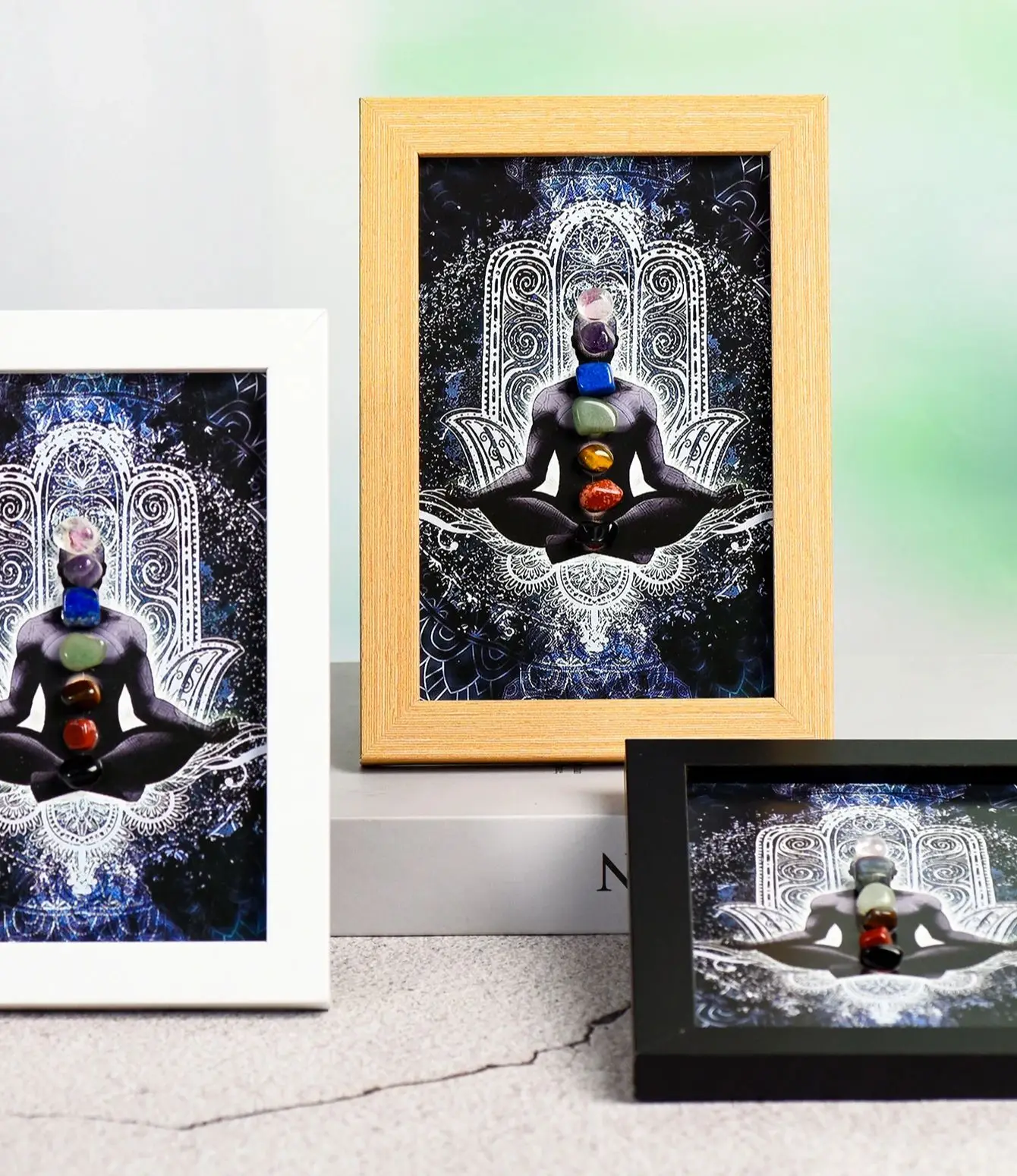 

Натуральный кристалл семь чакр Йога Медитация фоторамка Исцеление здоровья энергия комната настольное украшение подарок