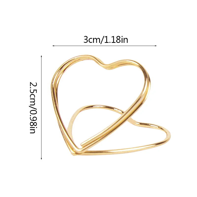 20Pcs Heart Shape Place Card Holders Wedding Table Number Name Sign Birthday Party Decoration Supplies Home Photo Clip Stands
