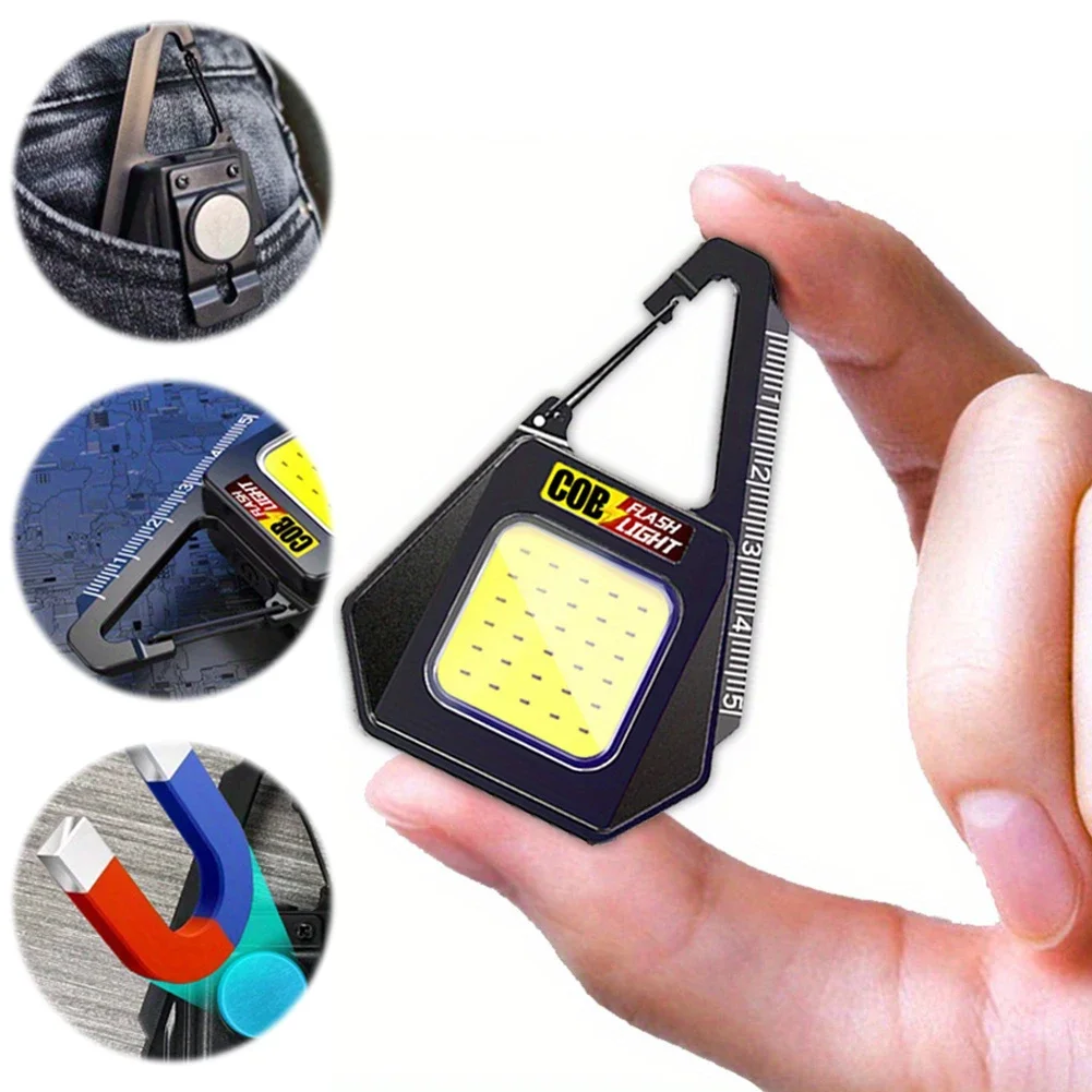 LED COB Keychain Light Multifunctional Camping Pocket Lamp 200mAh Super Bright Torch IPX4 Waterproof for Camping Fishing Walking