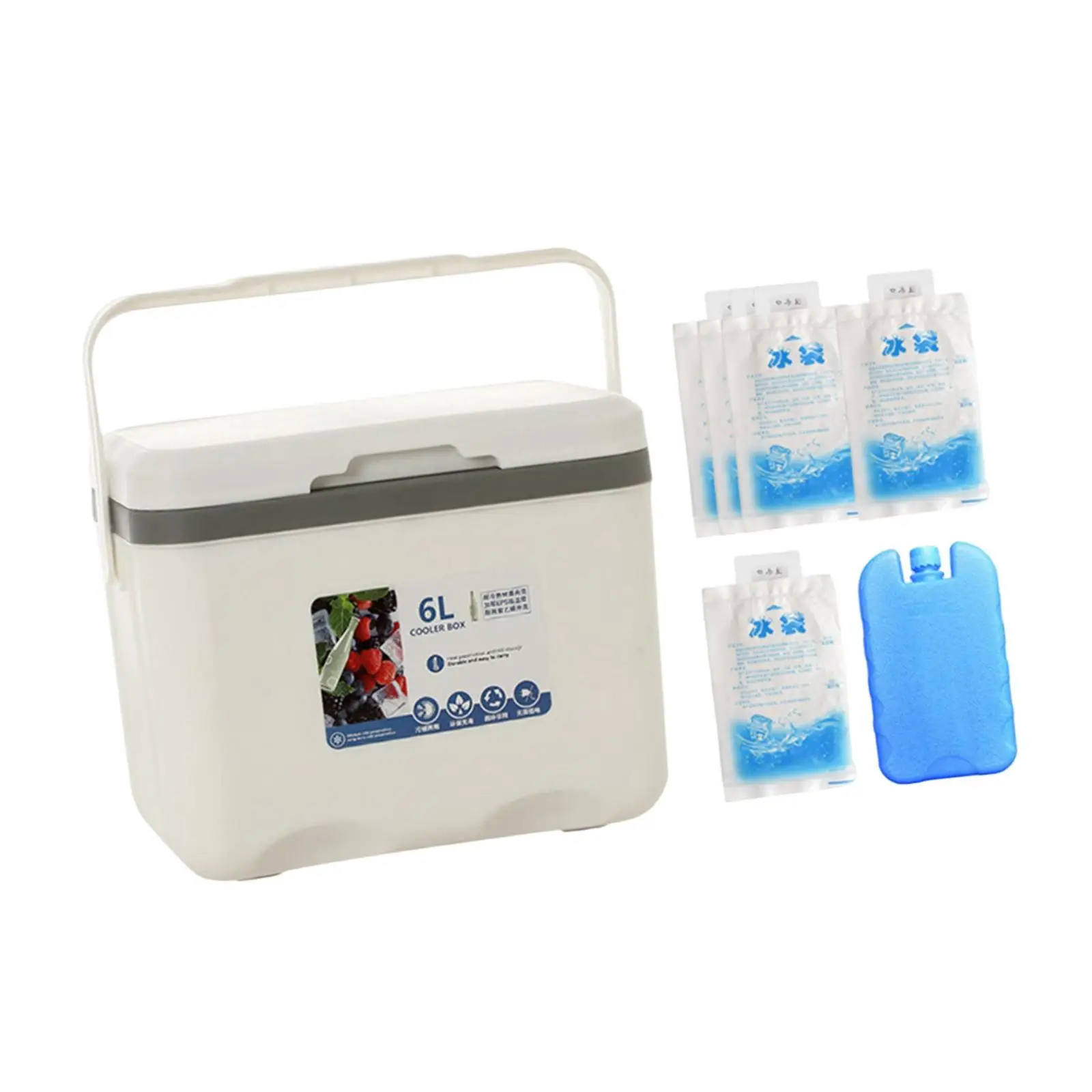 Camp Cooler, Ice Box Chest, 6 L with Handle Portable Cold Storage Case with Ice Camp Cooler, Ice Box Chest, 6 L with Handle Portable Cold Storage Case with Ice