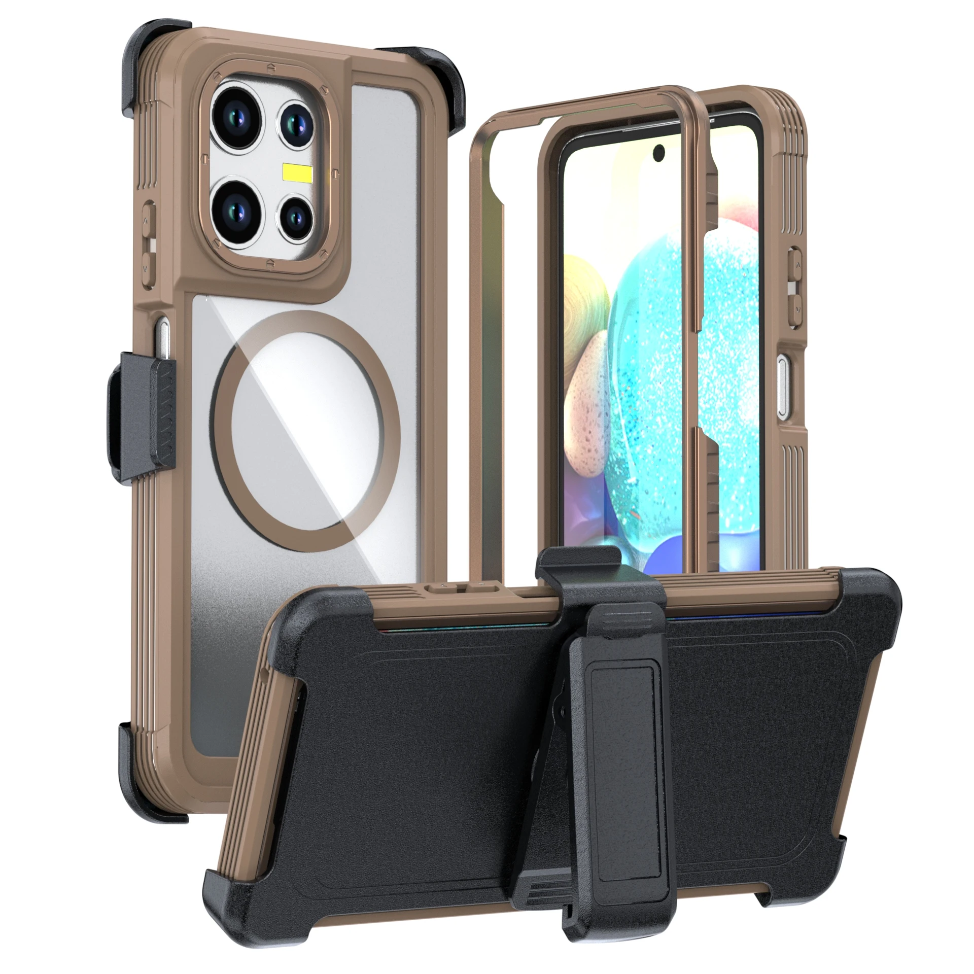 Belt Clip Phone Case with MagSafe-Compatible Clear Protection and Stand