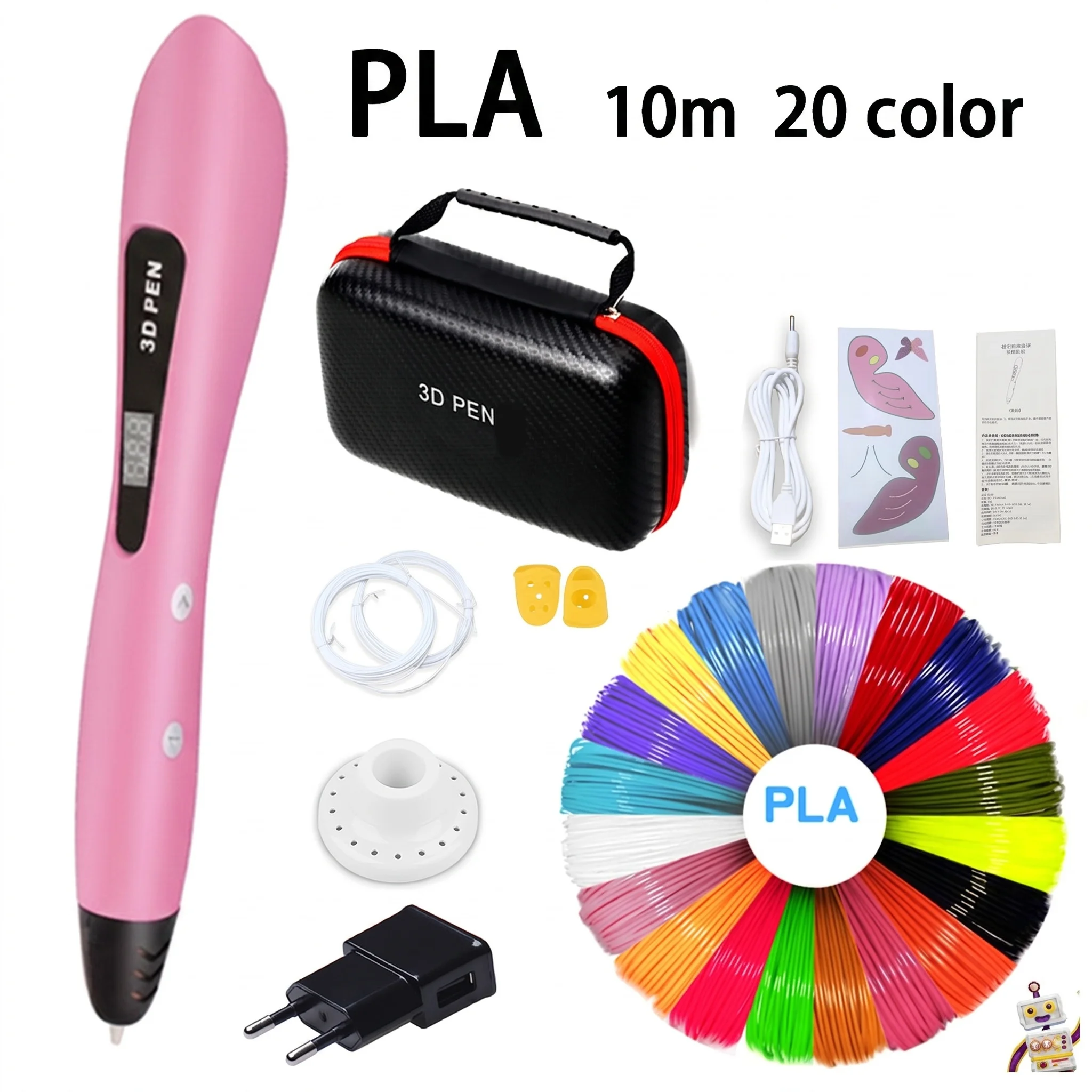NEW 키즈 3D 프린팅 펜 3D 펜 세트 어린이 생일 크리스마스 창의적인 DIY 선물 LCD 디스플레이 PLA 필라멘트용 3D 펜