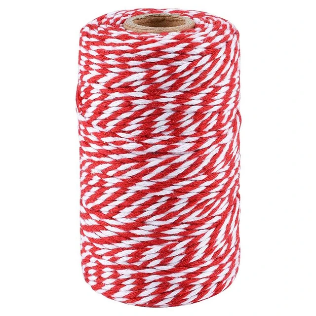 100m/Roll (Red+White) Cotton Bakers Twine String Cord Cotton Rope Cotton  Cord Bottle Gift Box Decor Craft Diameter 2mm - AliExpress