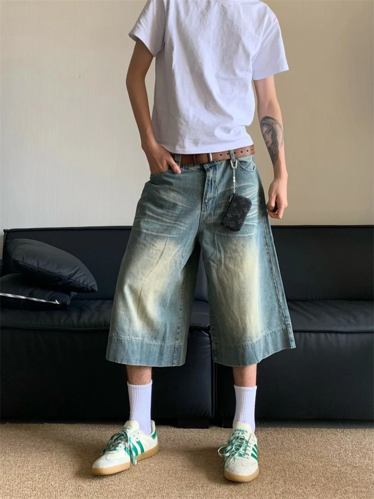 

Женские винтажные укороченные джинсовые шорты до колена, стильные тонкие повседневные брюки из денима, стирка под водой, на лето