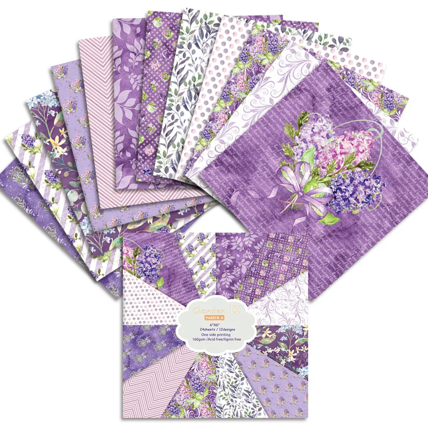 24Sheets/Set Vintage Flower Material Ppaper DIY Scrapbooking Journal Base Collage Photo Props Gift Wrapping Decoration Paper 