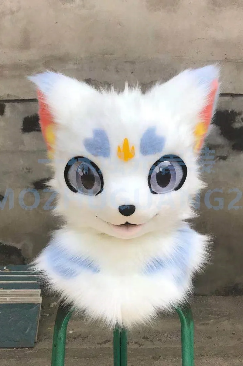 Long-haired Animal Head Furry Animal Costume Cute Fursuit Realistic  Large-scale Event Cosplay Costume Event Stage Performance