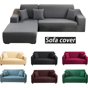 Housses de canapé élastiques de couleur unie pour salon, housses d'angle sectionnelles épaisses, housse de canapé en forme de L, besoin d'acheter 2 pièces 1