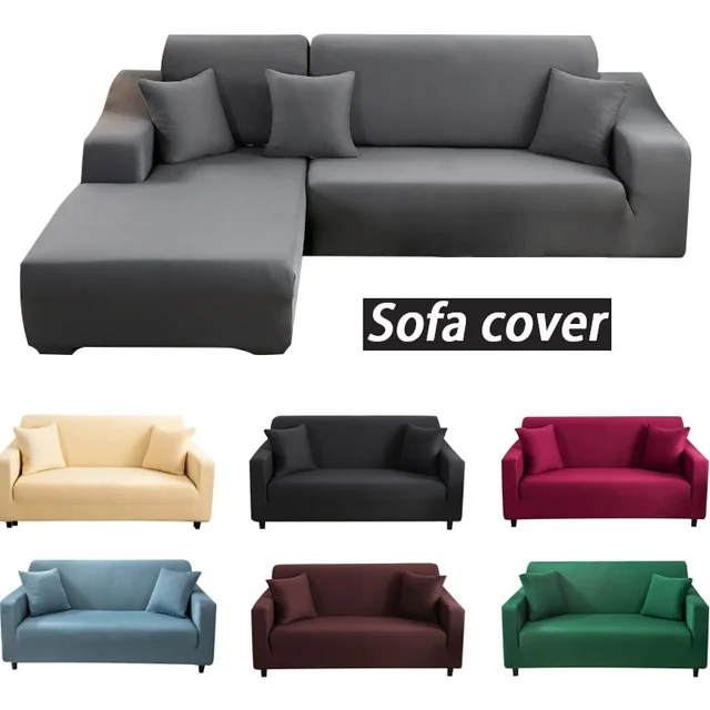 Housses de canapé élastiques de couleur unie pour salon, housses d'angle sectionnelles épaisses, housse de canapé en forme de L, besoin d'acheter 2 pièces 1