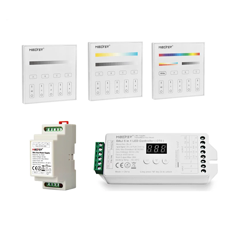 Miboxer 5 In 1 Controller Per Strisce Led Dali Dt8 Dl-X Telecomando Compatibile Dp1S Dp2S Dp3S Dali Bus Power Supplly