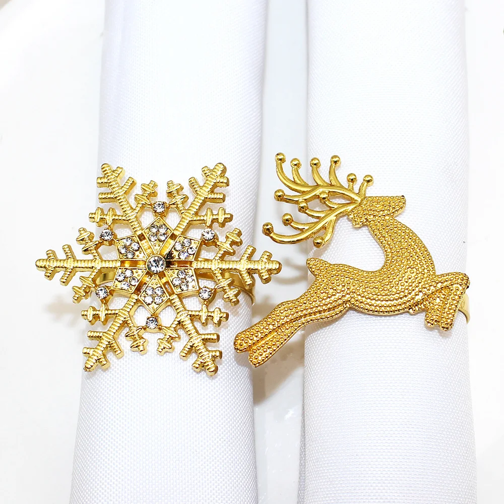 Christmas Napkin Ring Set 6Pcs Rose Gold Snowflake Holders for Dining Table Wedding Christmas Holidays Dinner Decor