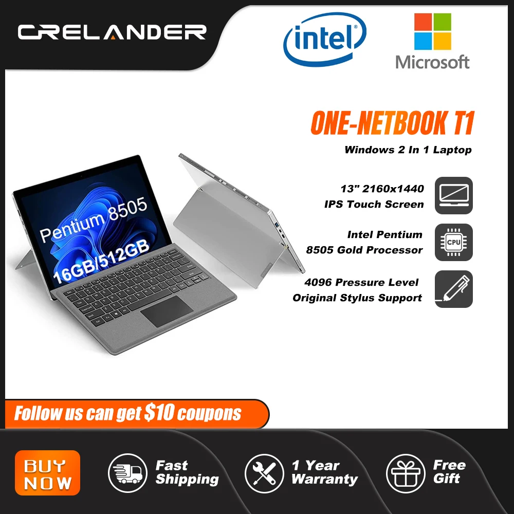 Tablette pc portable T1, 2 en 1, écran IPS de 13 pouces, wi-fi 6,  processeur Intel 12e génération, ONE-NETBOOK, i7-1260P, 16 go + i5-1240P go/ 1 to/2 to, 512, 4096