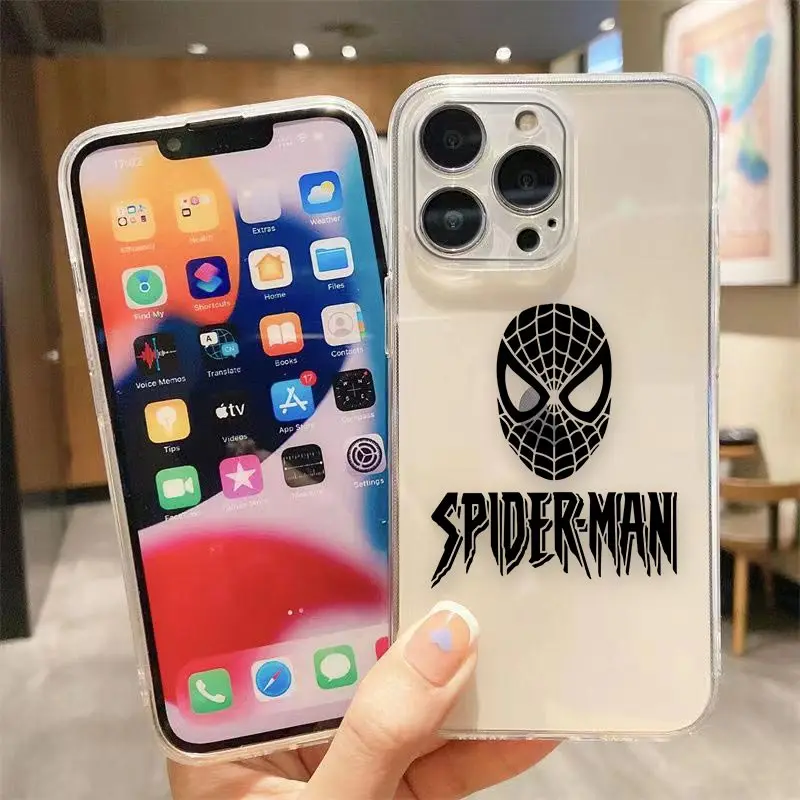 thumbnail image 1 of Clear Phone Case For iPhone Apple 14 12 13 Mini 11 Pro SE 8 7 6 Plus X XR XS Max SE Case Funda Shell Marvel Spiderman Venom LOGO, 1 of 5