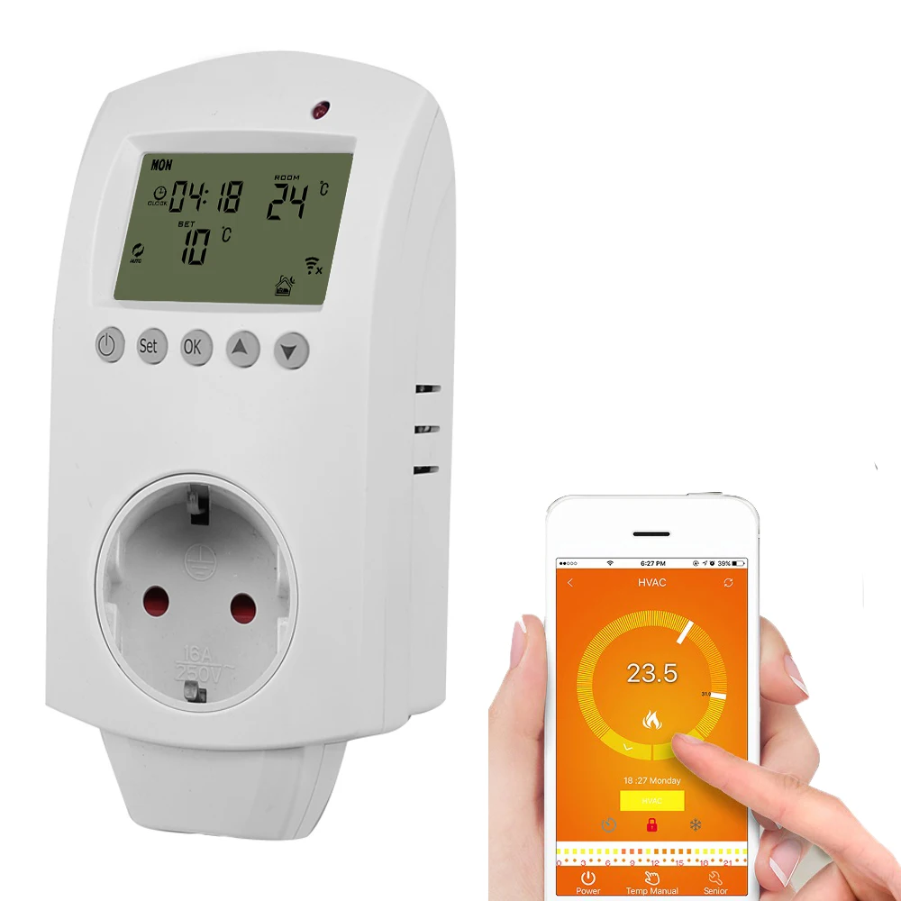 

Smart Home System Wifi Function Programmable Plug In Thermostat Switch Socket