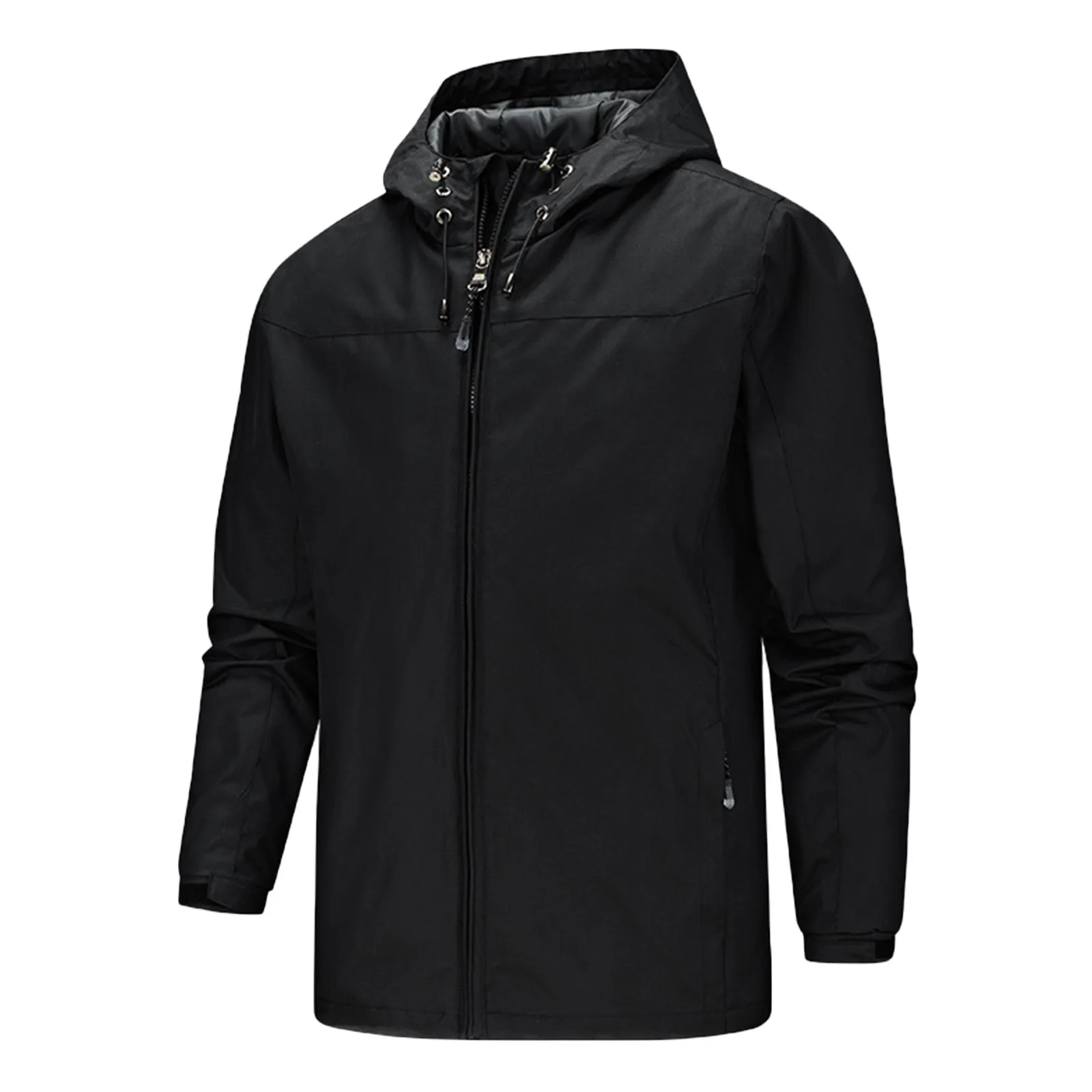 

Autumn And Winter Men's Soft Shell Jacket Windproof Stand Collar Zipper Waterproof Fishing Outdoor Thin Jacket Top Hooded Coat