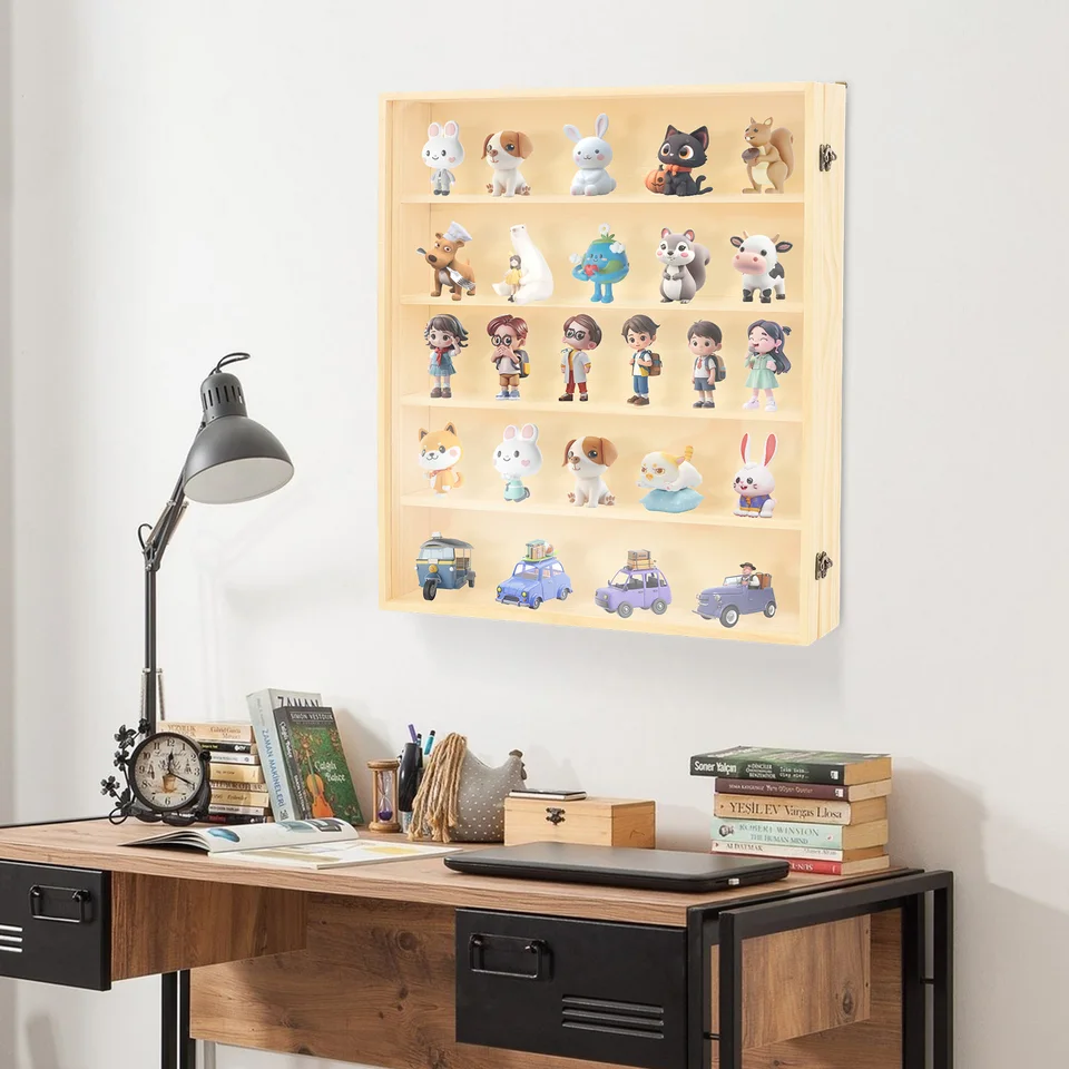 5 Tier Wall Mounted Display Cabinet for Action Figures