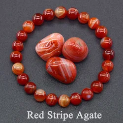 Red Carnelian Natural Stone Healing Bracelet - Genuine Agate Beads (8 mm Beads)