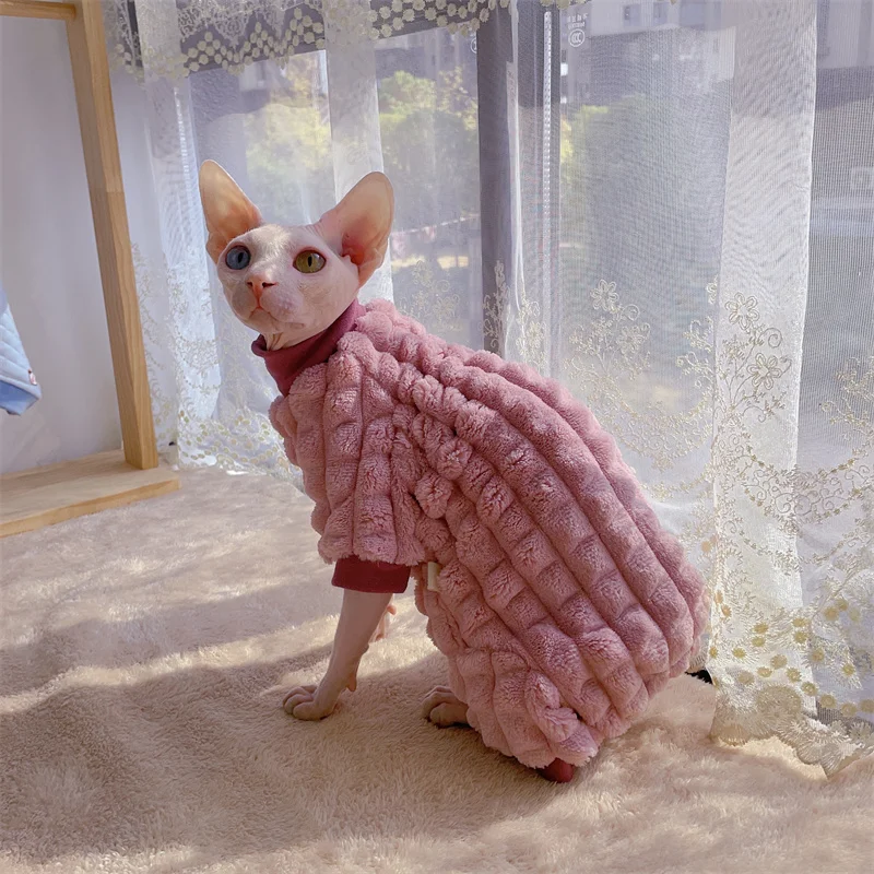 Pull à col roulé pour chat Sphynx sans poils, vêtements chauds épais, manteau confortable pour animaux de compagnie, mode d'hiver