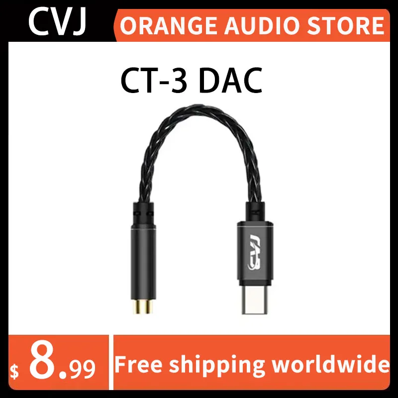 CVJ CT-3 DAC Type-C to 3.5mm/4.4mm CX31993 Chip 8 Weaving Silver -plated Cables Hifi sound quality originalsound presentation