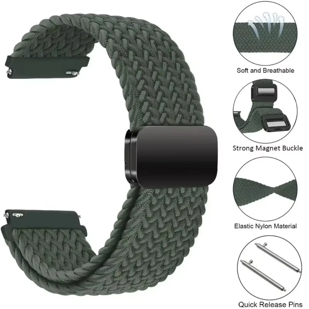 Nylon Magnetic Braided Breathable Watch Strap - 20/22mm