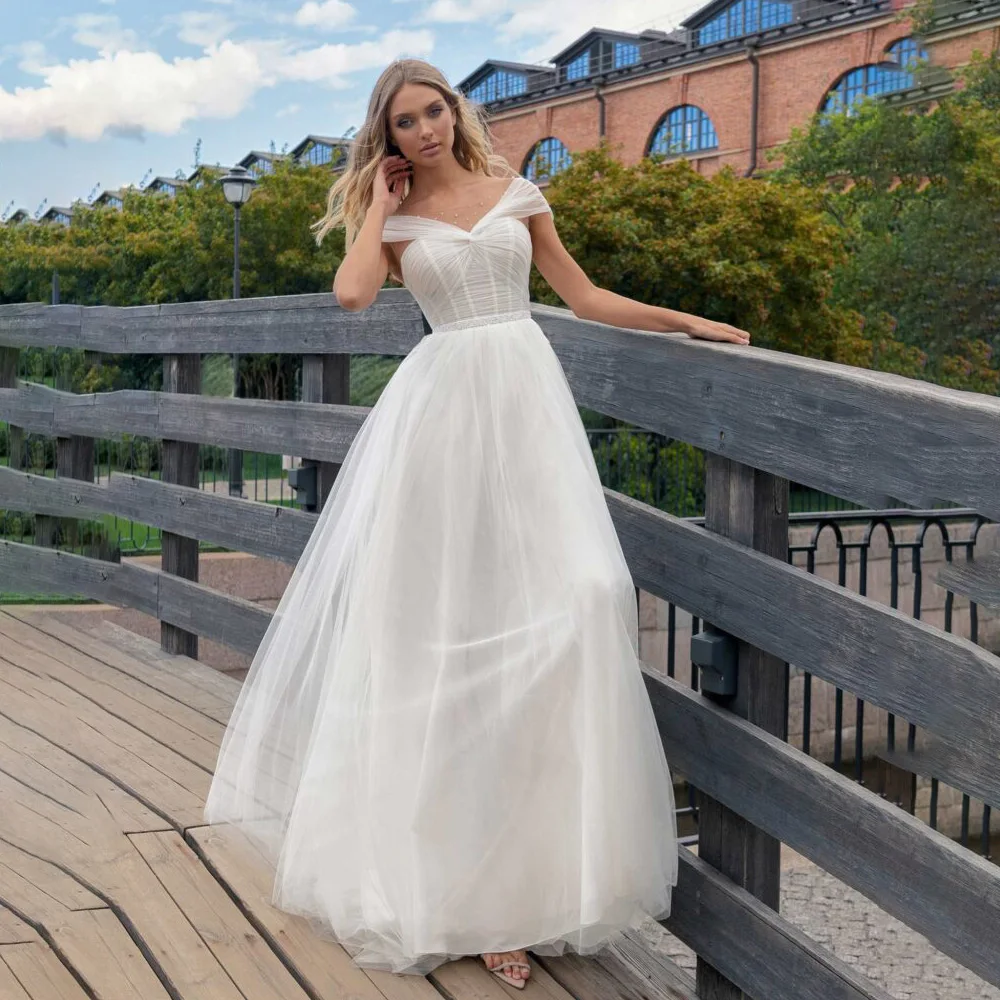 

Elegant Crisscross Tulle Wedding Dress for Women with Removable Cape Birdal Gown Court A-line Wedding Gown vestidos de novia