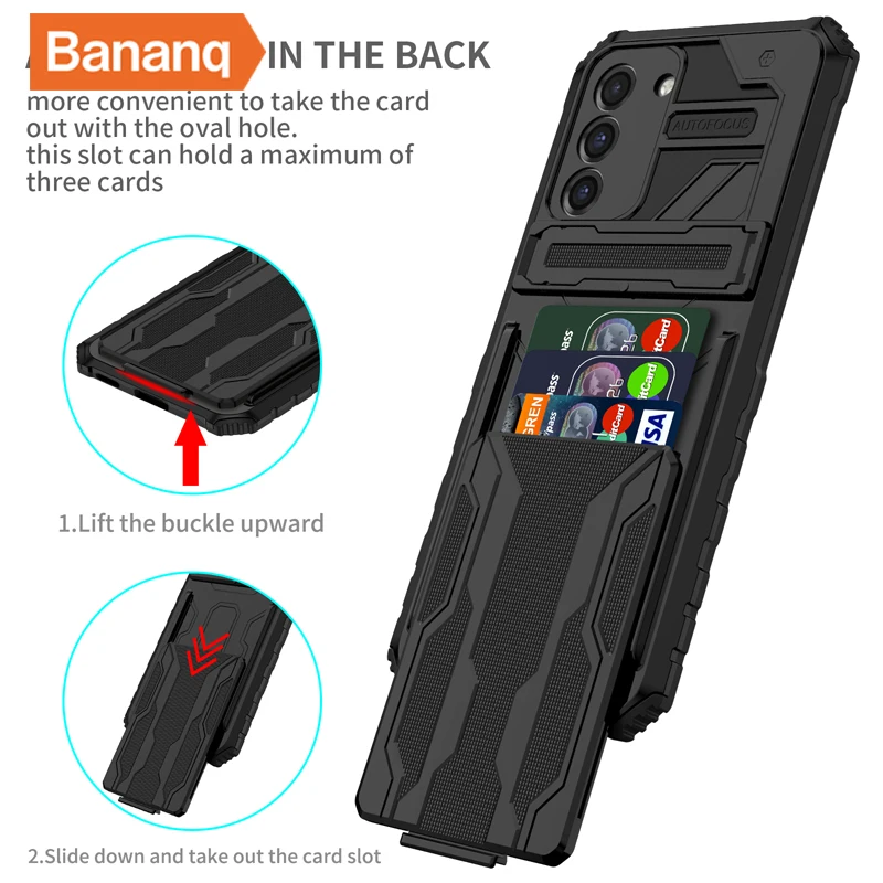 Funda Bananq con ranura para tarjetas para Samsung S20 S21 FE S22 S23 S24 Plus Note 20 Ultra A54 A34 A24 A14 A04 A73 A33 A22 A13 M13 M32_voghion.com