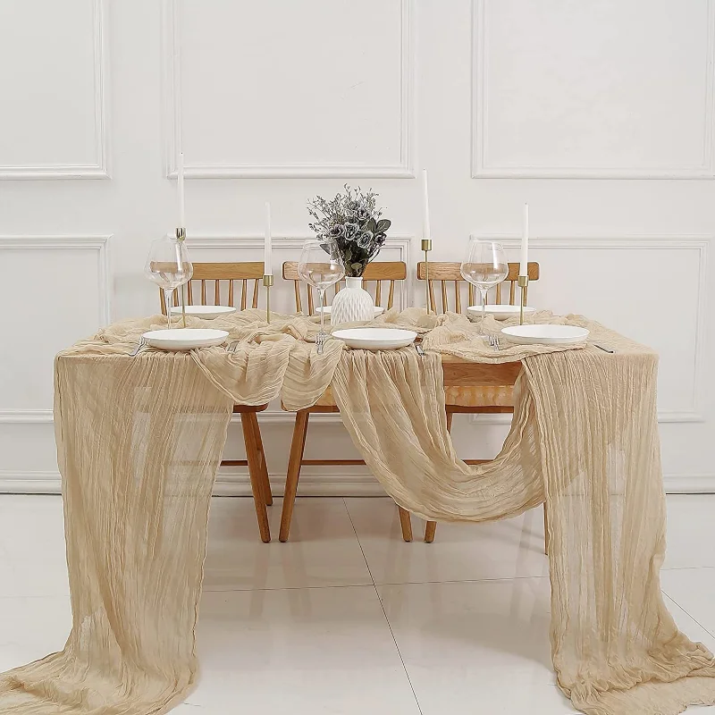 

Semi-Sheer Gauze Christmas Table Runner Green Cheesecloth Table Setting Dining Vintage Party Banquets Arches Cake Decor