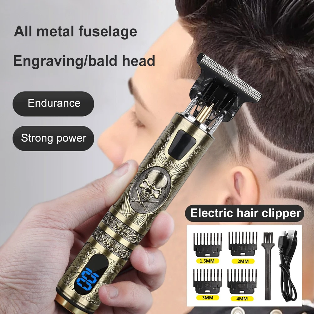Electric Hair Clippers Barber Clippers Digital USB Chargingfor Men (Skull) 6