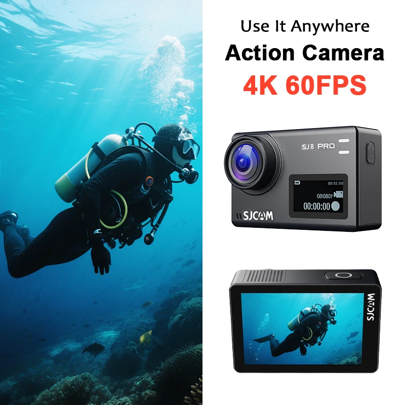 SJCAM SJ8 Pro Or CAM3 Action Camera Waterproof Anti-Shake 4K 60FPS 5G WiFi Touch Screen Multifunctional Outdoor Sports Cam